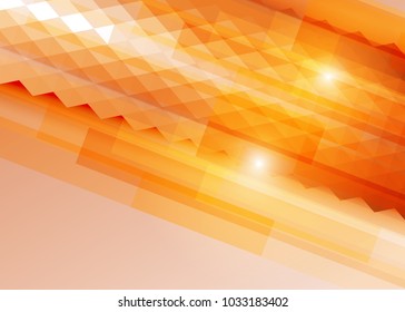 Orange abstract template for card or banner. Metal Background with waves and reflections. Business background, silver, illustration. Illustration of abstract background with a metallic element