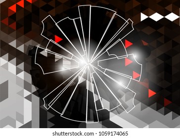 Orange abstract template for card or banner. Metal Background with waves and reflections. Business background, silver, illustration. Illustration of abstract background with a metallic element