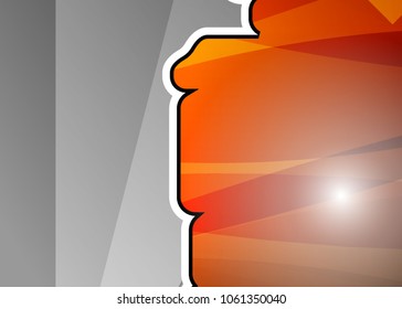Orange abstract template for card or banner. Metal Background with waves and reflections. Business background, silver, illustration. Illustration of abstract background with a metallic element