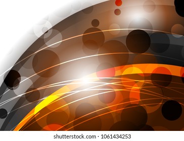 Orange abstract template for card or banner. Metal Background with waves and reflections. Business background, silver, illustration. Illustration of abstract background with a metallic element