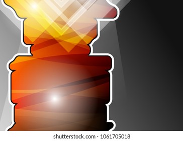 Orange abstract template for card or banner. Metal Background with waves and reflections. Business background, silver, illustration. Illustration of abstract background with a metallic element