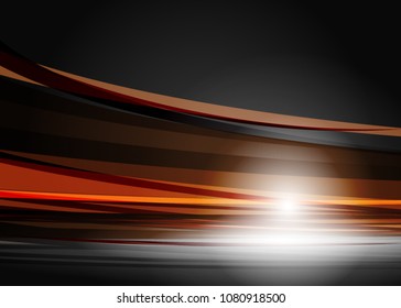 Orange abstract template for card or banner. Metal Background with waves and reflections. Business background, silver, illustration. Illustration of abstract background with a metallic element