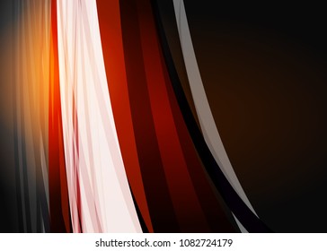 Orange abstract template for card or banner. Metal Background with waves and reflections. Business background, silver, illustration. Illustration of abstract background with a metallic element