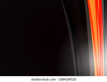 Orange abstract template for card or banner. Metal Background with waves and reflections. Business background, silver, illustration. Illustration of abstract background with a metallic element