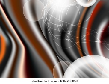 Orange abstract template for card or banner. Metal Background with waves and reflections. Business background, silver, illustration. Illustration of abstract background with a metallic element