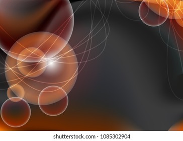 Orange abstract template for card or banner. Metal Background with waves and reflections. Business background, silver, illustration. Illustration of abstract background with a metallic element