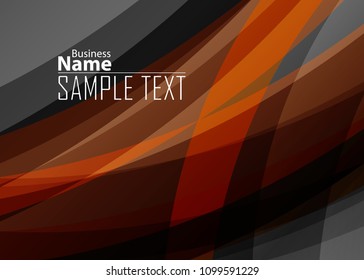 Orange abstract template for card or banner. Metal Background with waves and reflections. Business background, silver, illustration. Illustration of abstract background with a metallic element