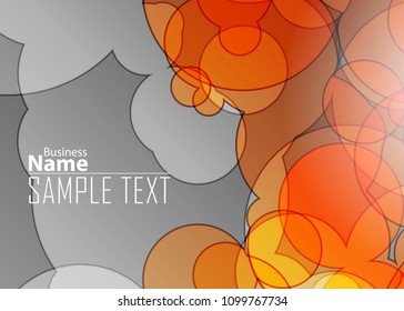 Orange abstract template for card or banner. Metal Background with waves and reflections. Business background, silver, illustration. Illustration of abstract background with a metallic element