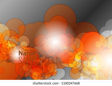 Orange abstract template for card or banner. Metal Background with waves and reflections. Business background, silver, illustration. Illustration of abstract background with a metallic element