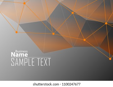 Orange abstract template for card or banner. Metal Background with waves and reflections. Business background, silver, illustration. Illustration of abstract background with a metallic element