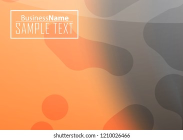 Orange abstract template for card or banner. Metal Background with waves and reflections. Business background, silver, illustration. Illustration of abstract background with a metallic element