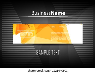Orange abstract template for card or banner. Metal Background with waves and reflections. Business background, silver, illustration. Illustration of abstract background with a metallic element