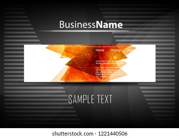 Orange abstract template for card or banner. Metal Background with waves and reflections. Business background, silver, illustration. Illustration of abstract background with a metallic element