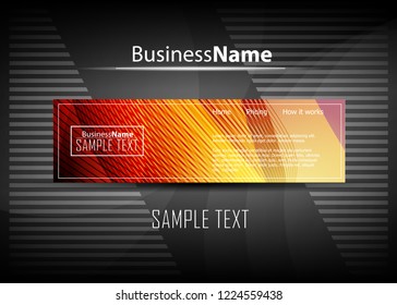 Orange abstract template for card or banner. Metal Background with waves and reflections. Business background, silver, illustration. Illustration of abstract background with a metallic element