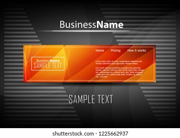 Orange abstract template for card or banner. Metal Background with waves and reflections. Business background, silver, illustration. Illustration of abstract background with a metallic element
