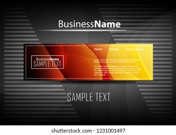 Orange abstract template for card or banner. Metal Background with waves and reflections. Business background, silver, illustration. Illustration of abstract background with a metallic element