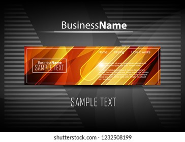 Orange abstract template for card or banner. Metal Background with waves and reflections. Business background, silver, illustration. Illustration of abstract background with a metallic element