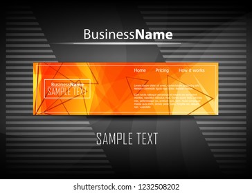 Orange abstract template for card or banner. Metal Background with waves and reflections. Business background, silver, illustration. Illustration of abstract background with a metallic element