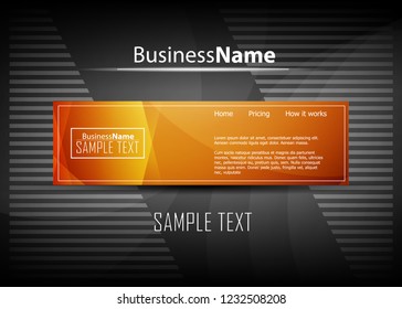 Orange abstract template for card or banner. Metal Background with waves and reflections. Business background, silver, illustration. Illustration of abstract background with a metallic element