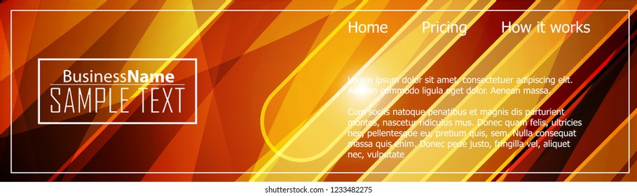 Orange abstract template for card or banner. Metal Background with waves and reflections. Business background, silver, illustration. Illustration of abstract background with a metallic element