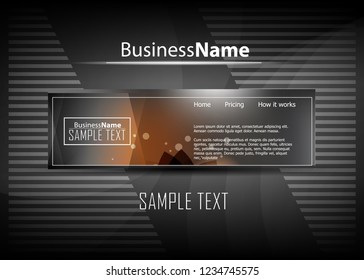 Orange abstract template for card or banner. Metal Background with waves and reflections. Business background, silver, illustration. Illustration of abstract background with a metallic element