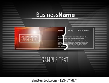 Orange abstract template for card or banner. Metal Background with waves and reflections. Business background, silver, illustration. Illustration of abstract background with a metallic element