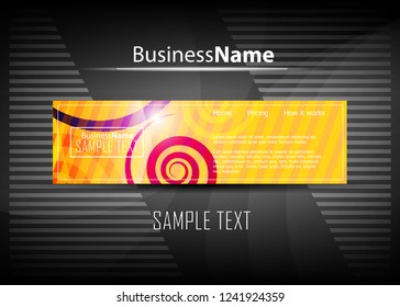 Orange abstract template for card or banner. Metal Background with waves and reflections. Business background, silver, illustration. Illustration of abstract background with a metallic element