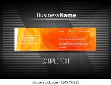 Orange abstract template for card or banner. Metal Background with waves and reflections. Business background, silver, illustration. Illustration of abstract background with a metallic element