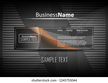 Orange abstract template for card or banner. Metal Background with waves and reflections. Business background, silver, illustration. Illustration of abstract background with a metallic element