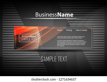Orange abstract template for card or banner. Metal Background with waves and reflections. Business background, silver, illustration. Illustration of abstract background with a metallic element