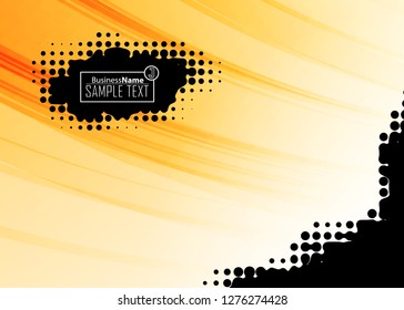 Orange abstract template for card or banner. Metal Background with waves and reflections. Business background, silver, illustration. Illustration of abstract background with a metallic element