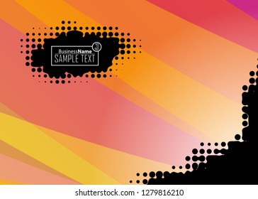 Orange abstract template for card or banner. Metal Background with waves and reflections. Business background, silver, illustration. Illustration of abstract background with a metallic element
