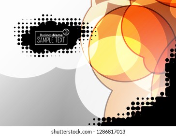 Orange abstract template for card or banner. Metal Background with waves and reflections. Business background, silver, illustration. Illustration of abstract background with a metallic element