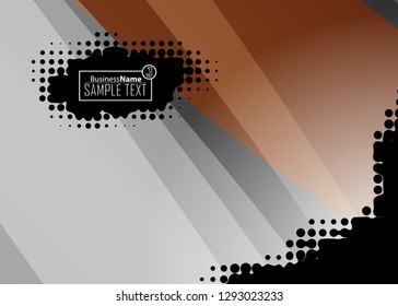 Orange abstract template for card or banner. Metal Background with waves and reflections. Business background, silver, illustration. Illustration of abstract background with a metallic element