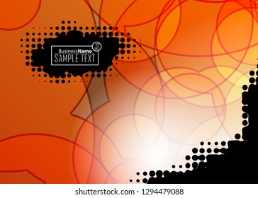 Orange abstract template for card or banner. Metal Background with waves and reflections. Business background, silver, illustration. Illustration of abstract background with a metallic element