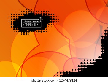 Orange abstract template for card or banner. Metal Background with waves and reflections. Business background, silver, illustration. Illustration of abstract background with a metallic element