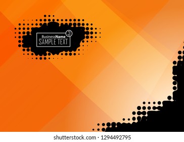 Orange abstract template for card or banner. Metal Background with waves and reflections. Business background, silver, illustration. Illustration of abstract background with a metallic element