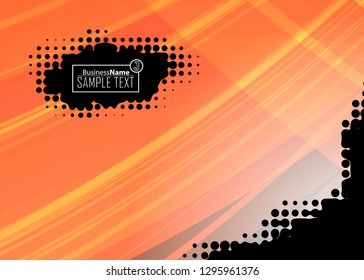 Orange abstract template for card or banner. Metal Background with waves and reflections. Business background, silver, illustration. Illustration of abstract background with a metallic element
