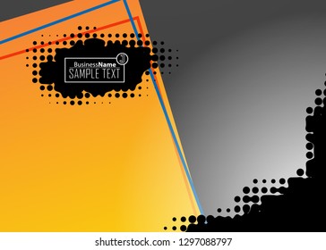 Orange abstract template for card or banner. Metal Background with waves and reflections. Business background, silver, illustration. Illustration of abstract background with a metallic element