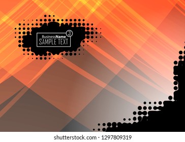 Orange abstract template for card or banner. Metal Background with waves and reflections. Business background, silver, illustration. Illustration of abstract background with a metallic element