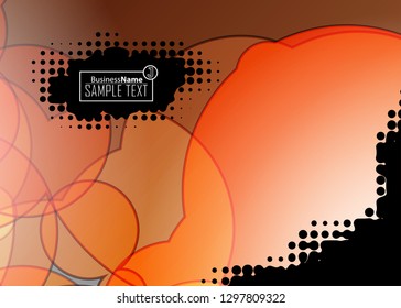 Orange abstract template for card or banner. Metal Background with waves and reflections. Business background, silver, illustration. Illustration of abstract background with a metallic element