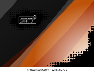 Orange abstract template for card or banner. Metal Background with waves and reflections. Business background, silver, illustration. Illustration of abstract background with a metallic element