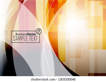 Orange abstract template for card or banner. Metal Background with waves and reflections. Business background, silver, illustration. Illustration of abstract background with a metallic element