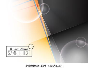 Orange abstract template for card or banner. Metal Background with waves and reflections. Business background, silver, illustration. Illustration of abstract background with a metallic element