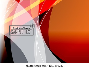 Orange abstract template for card or banner. Metal Background with waves and reflections. Business background, silver, illustration. Illustration of abstract background with a metallic element