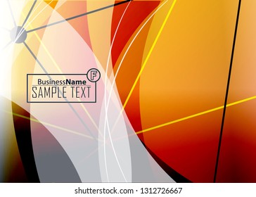 Orange abstract template for card or banner. Metal Background with waves and reflections. Business background, silver, illustration. Illustration of abstract background with a metallic element