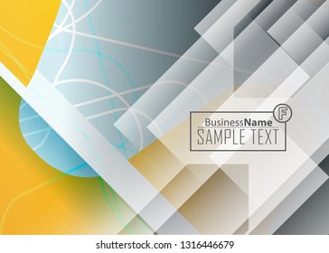 Orange abstract template for card or banner. Metal Background with waves and reflections. Business background, silver, illustration. Illustration of abstract background with a metallic element