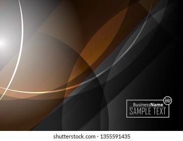 Orange abstract template for card or banner. Metal Background with waves and reflections. Business background, silver, illustration. Illustration of abstract background with a metallic element