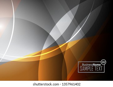 Orange abstract template for card or banner. Metal Background with waves and reflections. Business background, silver, illustration. Illustration of abstract background with a metallic element
