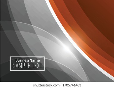 Plantilla abstracta naranja para tarjeta o banner. Fondo metálico con ondas y reflejos. Antecedentes empresariales, plata, ilustración. Ilustración de fondo abstracto con un elemento metálico